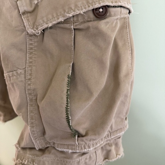 Abercrombie & Fitch Tan distressed baggy Cargo Shorts vintage waist 36 - Picture 8 of 11